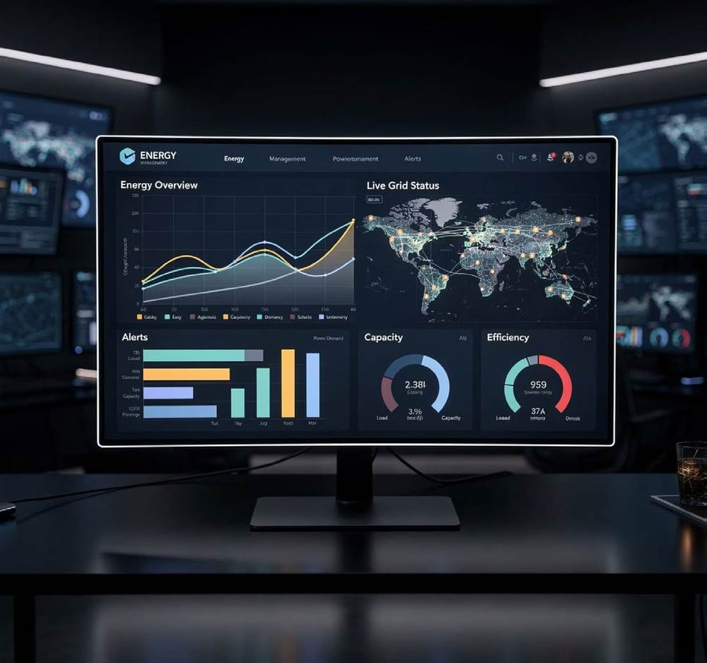 Dashboard de gerenciamento de energia em sala de controle
